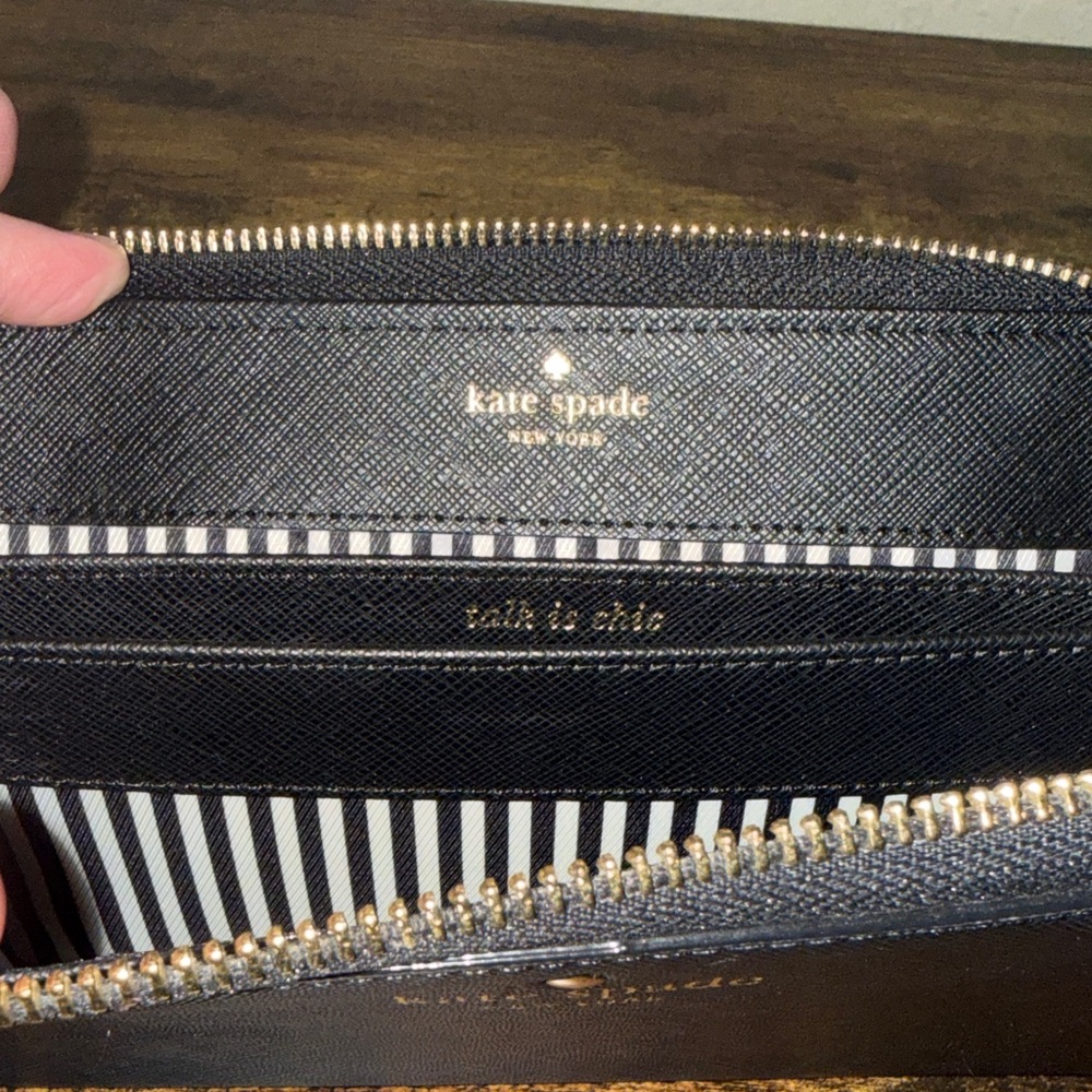 Kate Spade Black Zip-Around Wallet wristlet - Picture 6 of 6